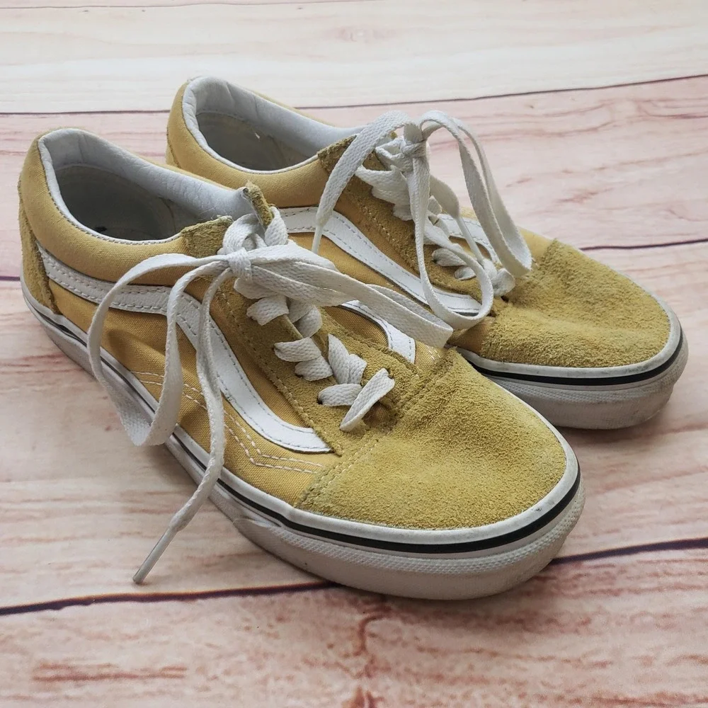 Vans Shoes Womens Size‎ 5 Yellow Old Skool Skate Sneakers Low Top Canvas Suede